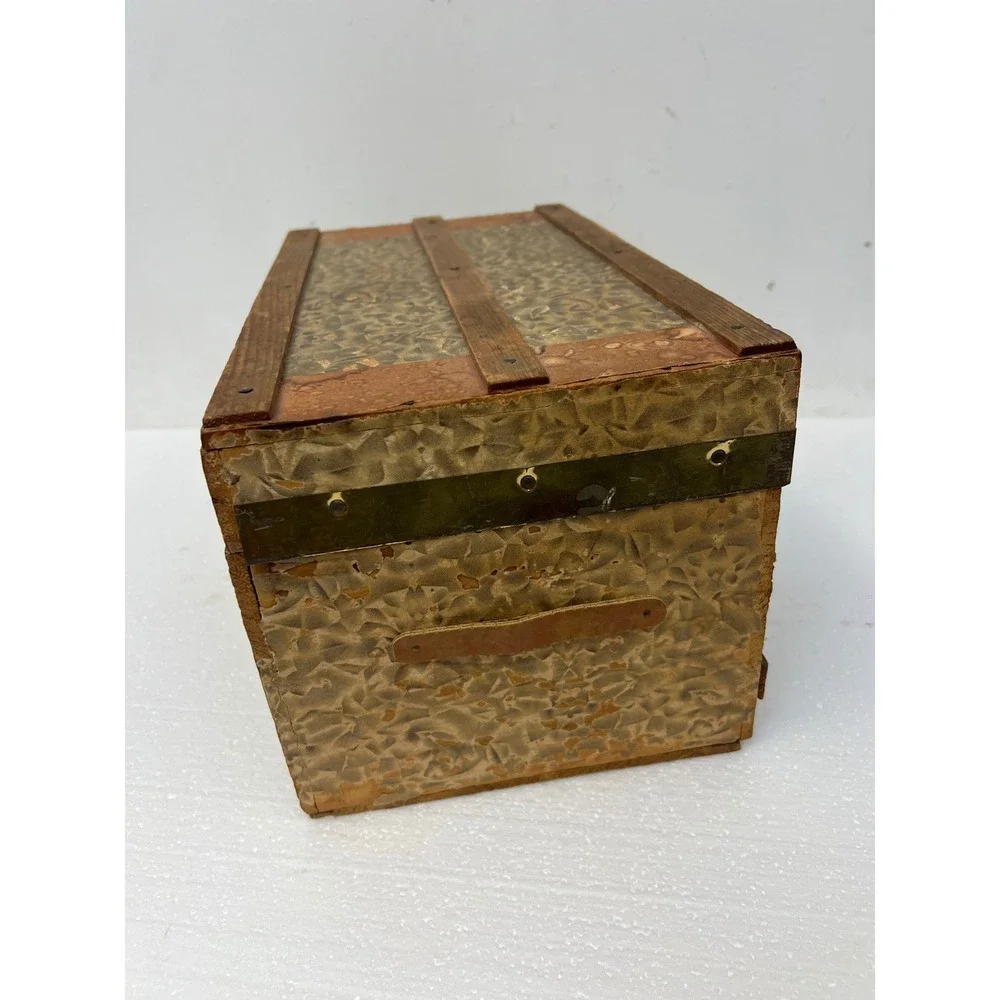 Wood Dollhouse Steamer Trunk Miniature Antique Storage Box Chest SALESMAN SAMPLE